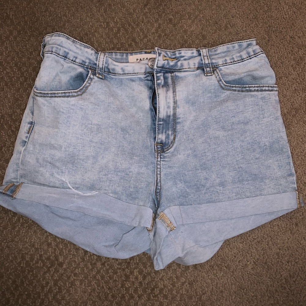 High rise denim shorts